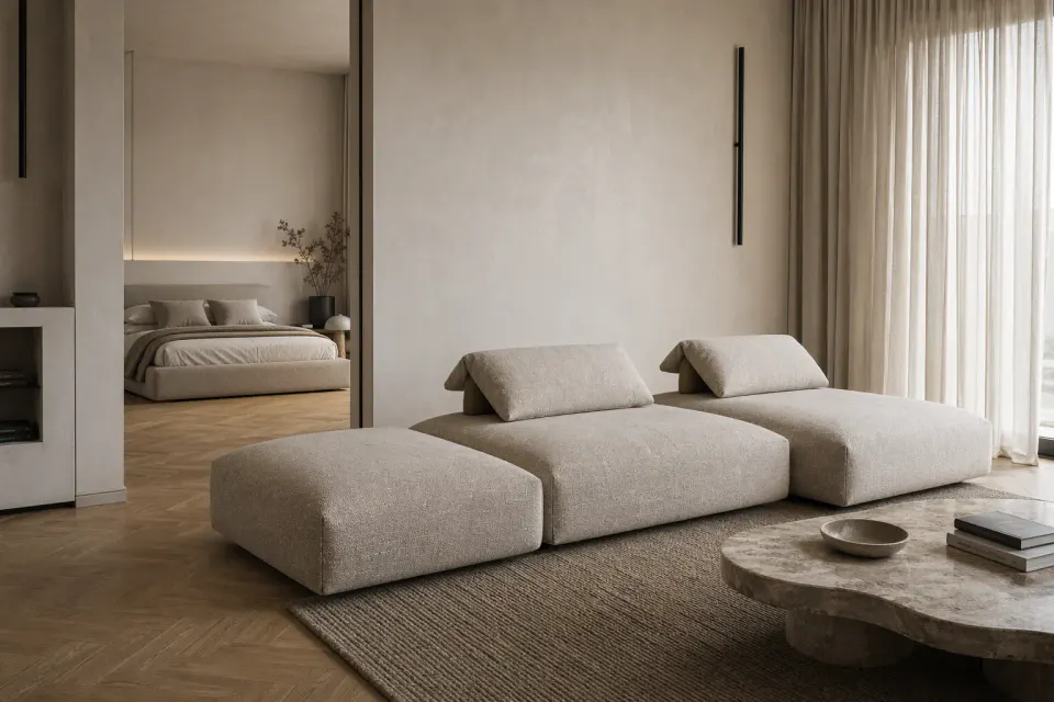 Диван beds.one в спокойном премиальном интерьере